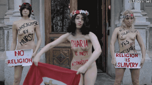 Aliaa Elmahdy and friends topless protesting Egyptian President_6022dec07a751.gif