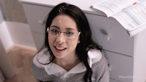 Cute Brunette Geek With Cum on Face_61967e493d7ab.gif